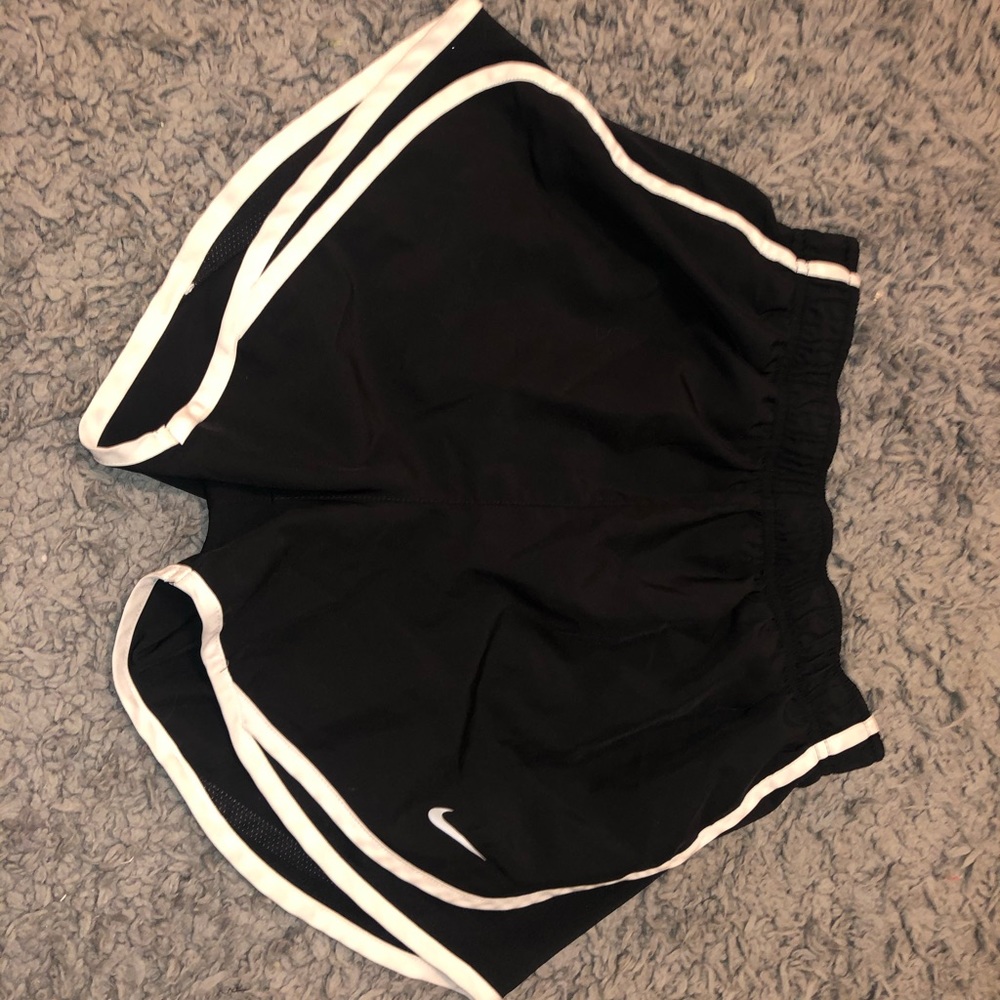 Black and white Nike classic running shorts